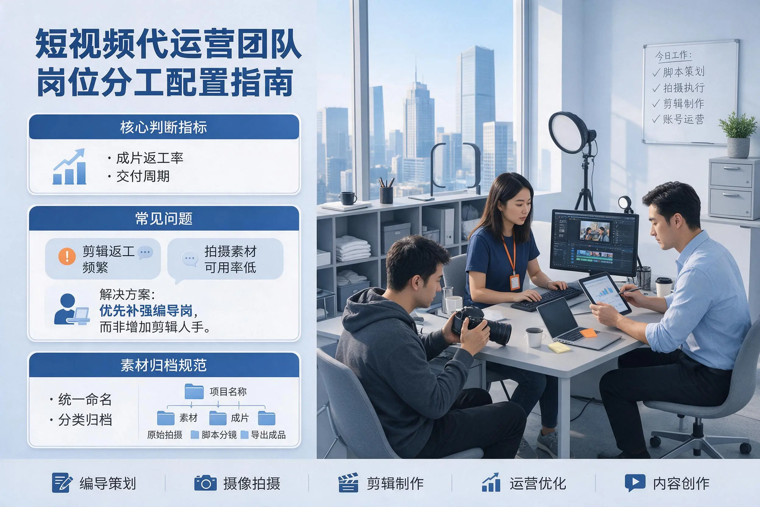 短视频代运营团队如何配置?无锡企业岗位分工科普说明