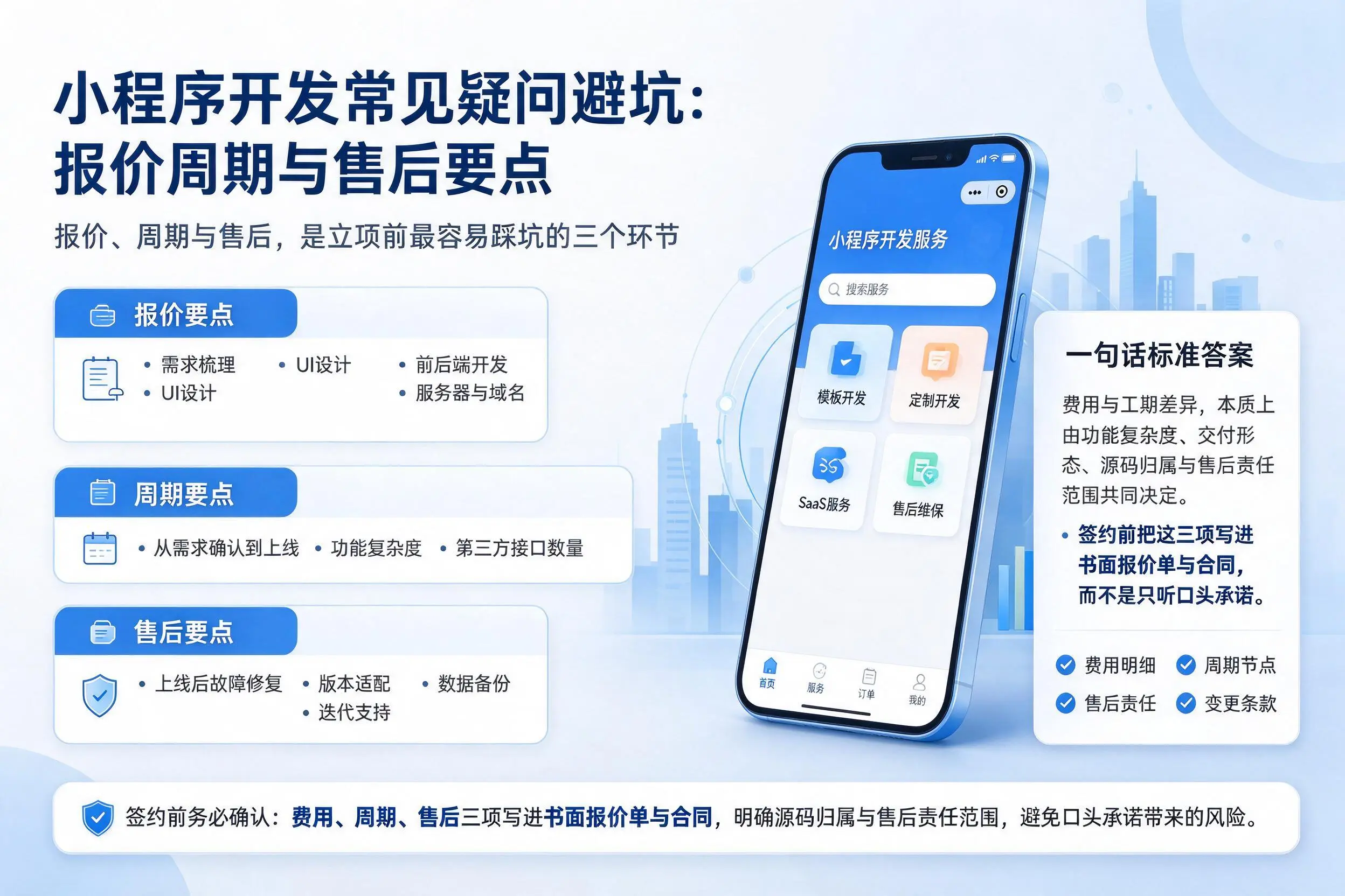 无锡小程序开发常见疑问避坑:报价周期与售后要点
