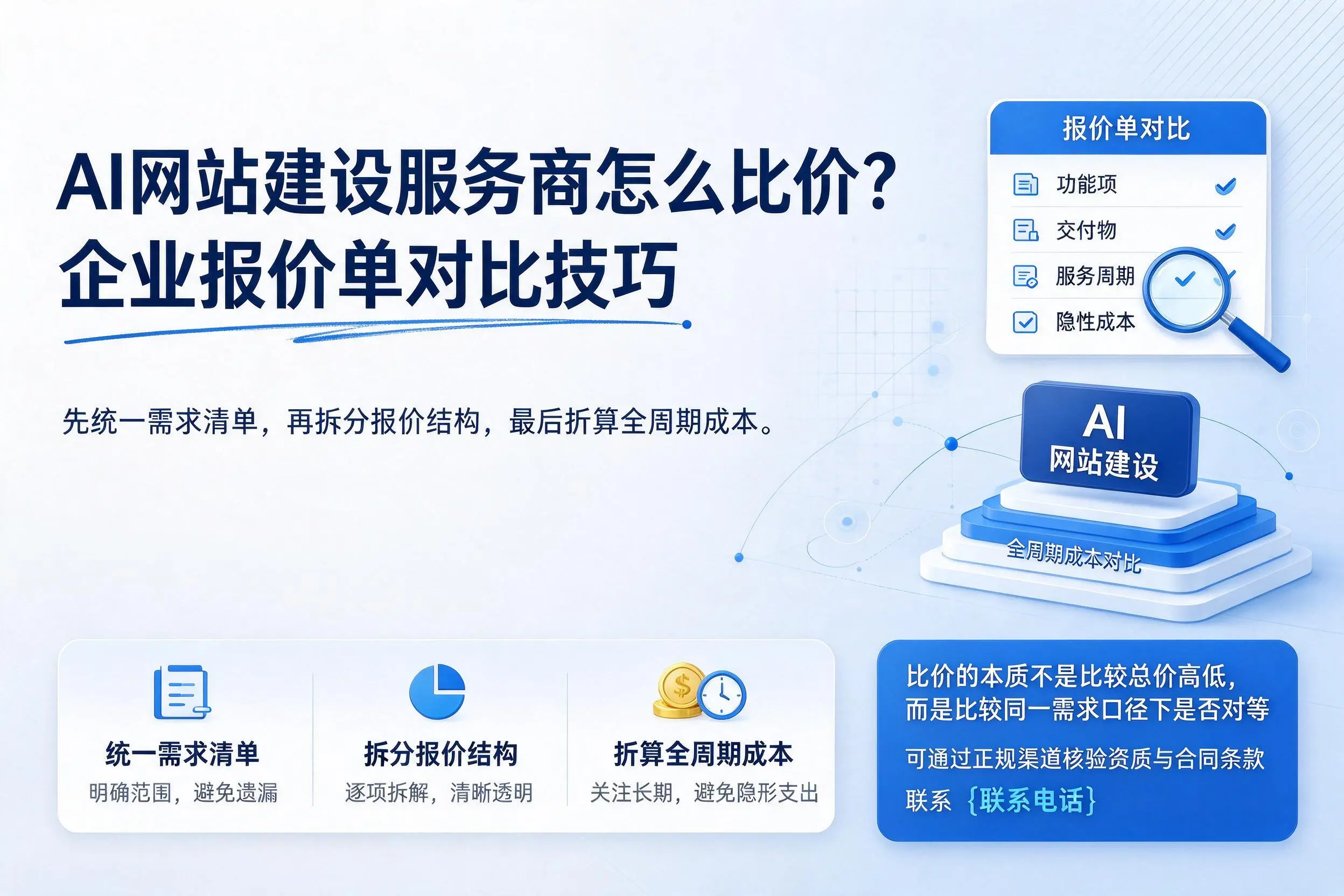 AI网站建设服务商怎么比价？无锡企业报价单对比技巧