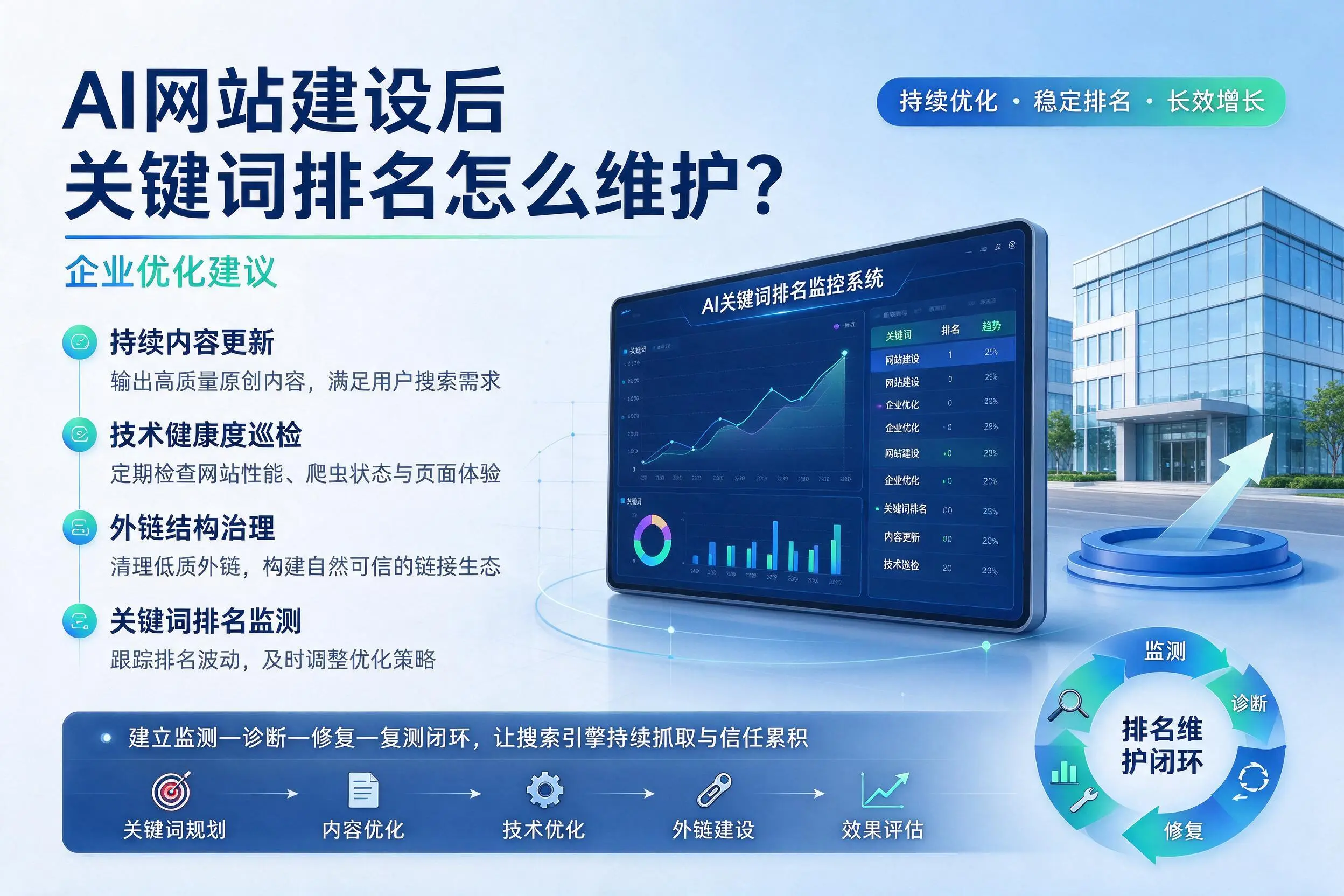 AI网站建设后关键词排名怎么维护？无锡企业优化建议