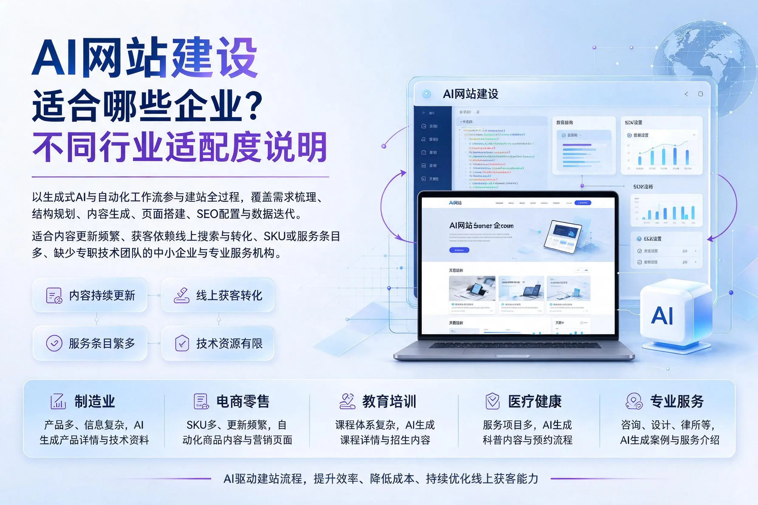 AI网站建设适合哪些企业？无锡不同行业适配度说明